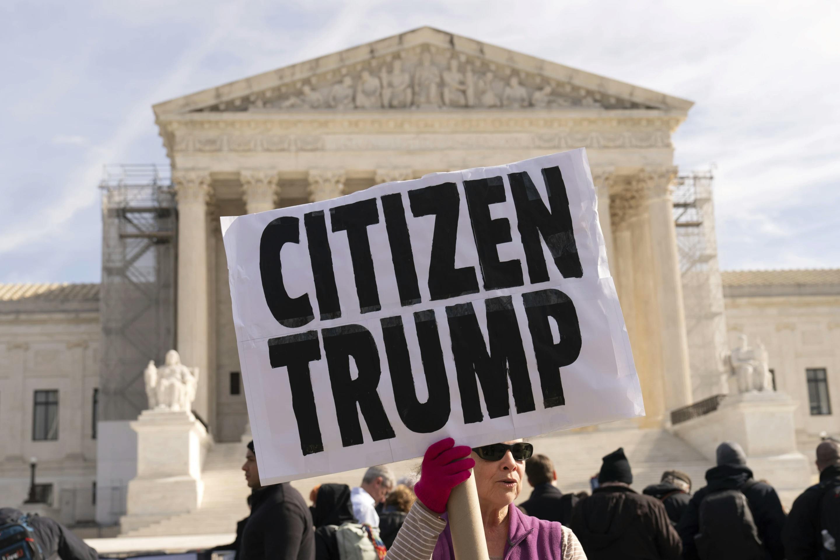 A protester outside of the Supreme Court