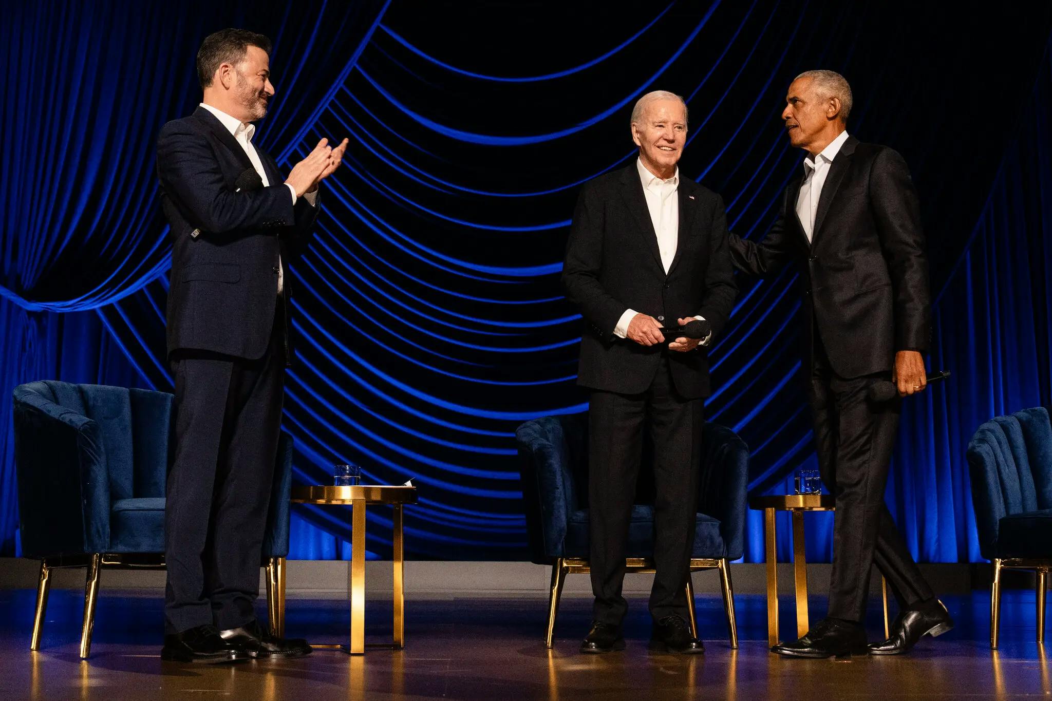 Joe Biden, Barack Obama at a Los Angeles fundraiser