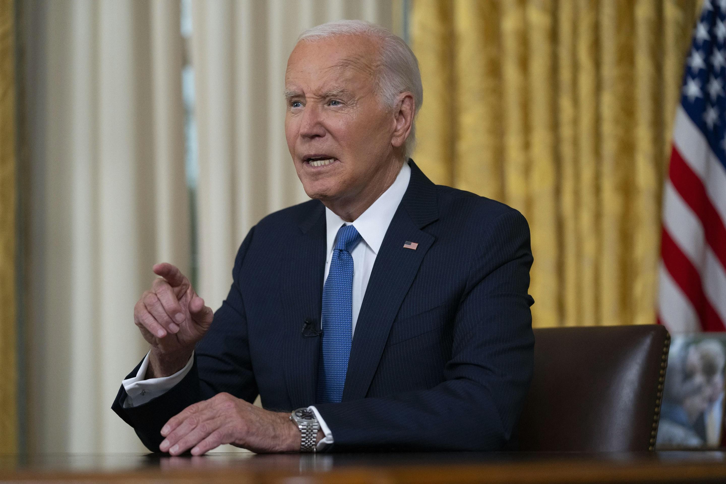 Biden gives an address from the Oval Office