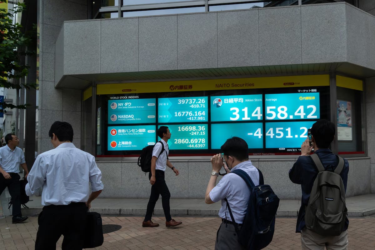 A stock market monitor in Japan