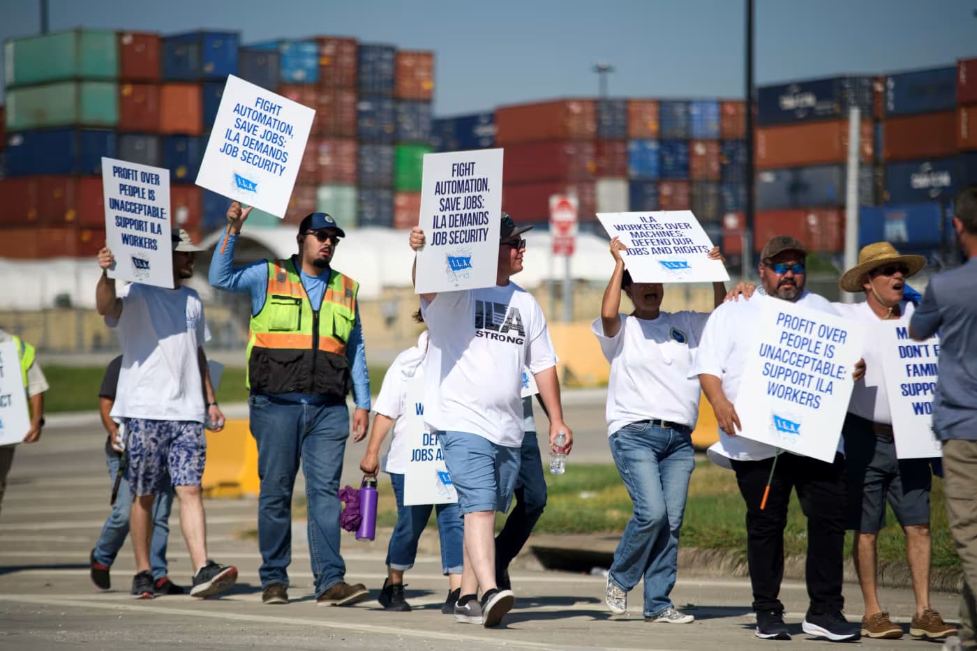 Striking dockworkers