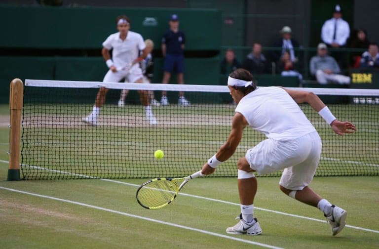 Rafael Nadal against Roger Federer at Wimbledon