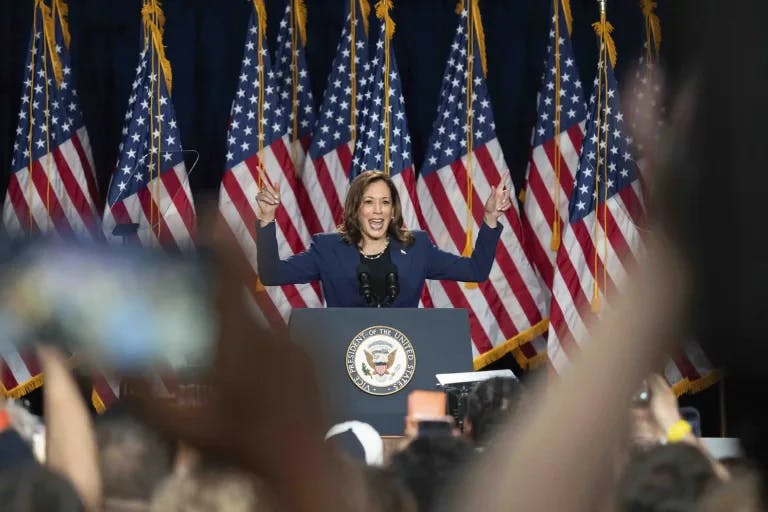 Kamala Harris at a rally in Wisconsin