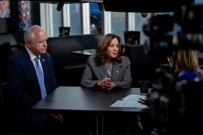 Kamala Harris and Tim Walz in a CNN interview