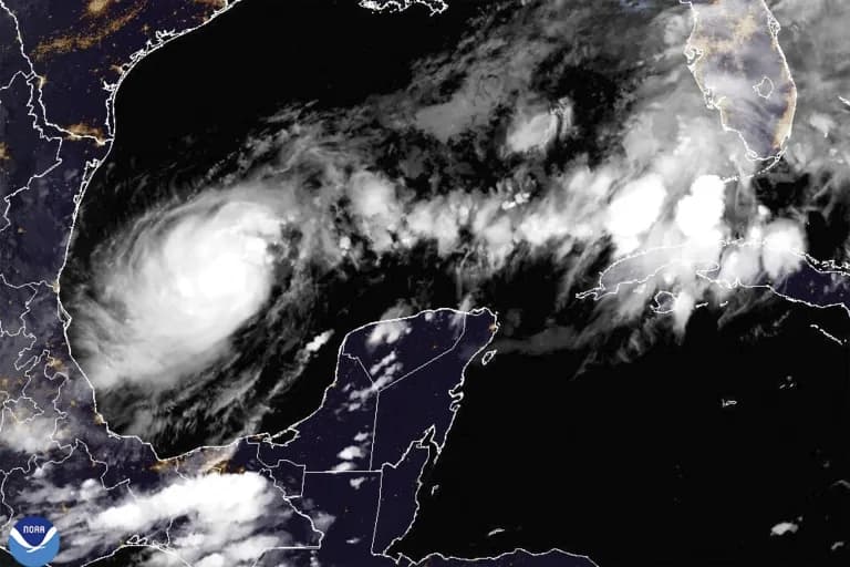 Satellite image of hurricane approaching Florida