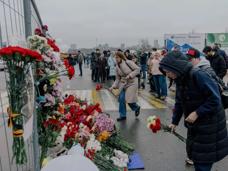 A memorial for victims of the concert hall terrorist attack in Russia