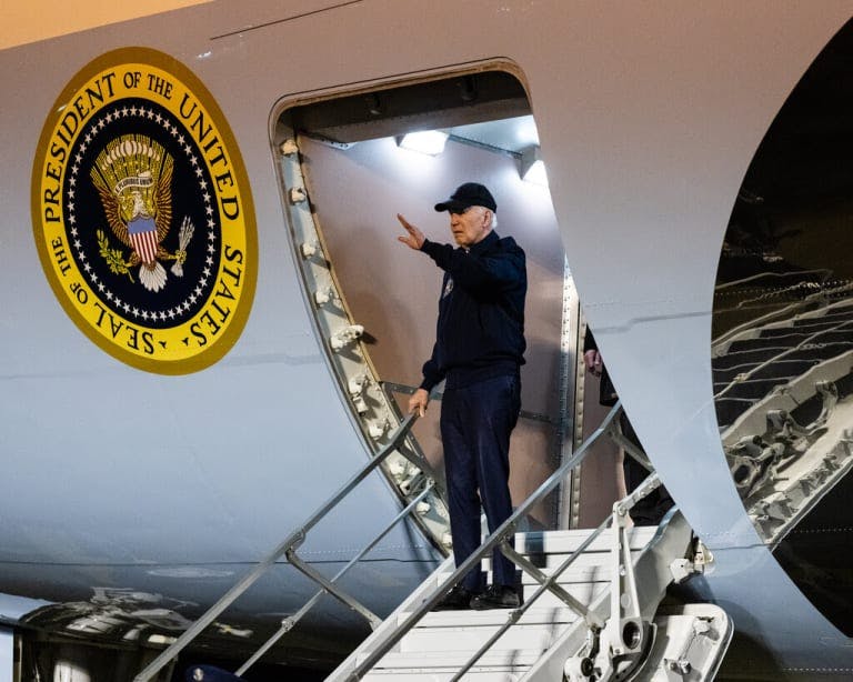 Joe Biden waving from Air Force One