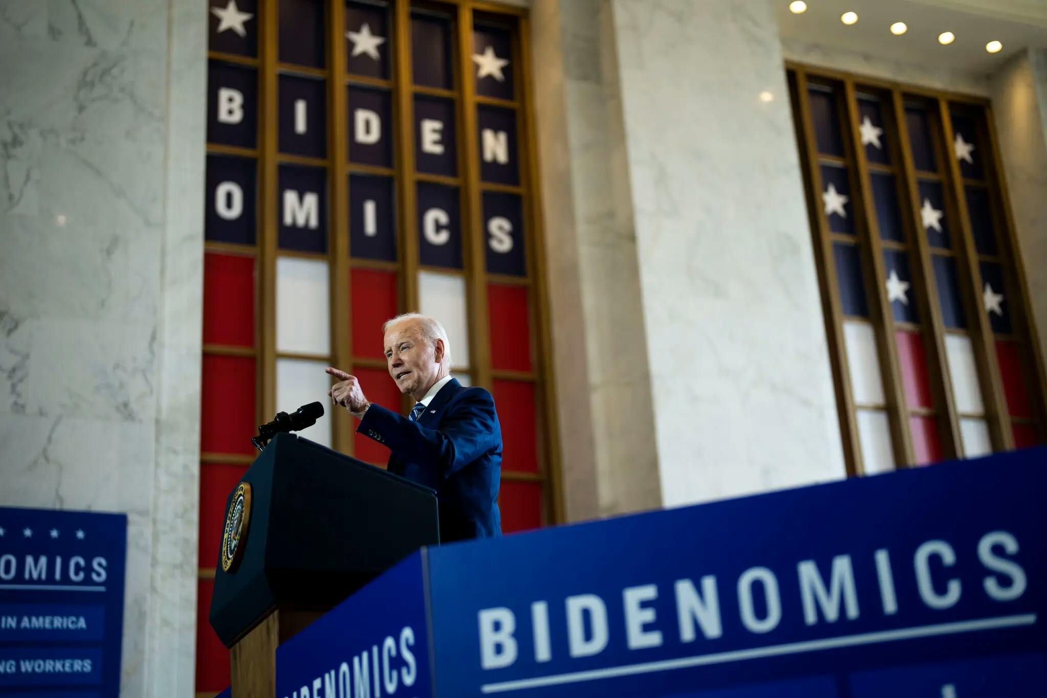 Biden giving a speech in Chicago