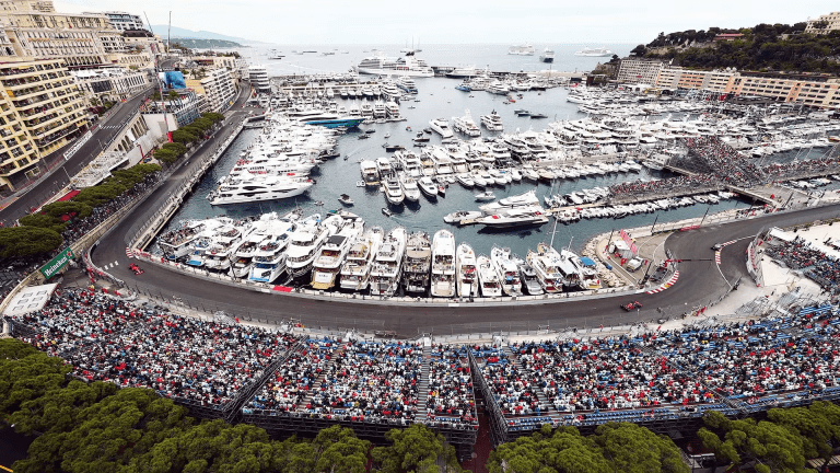 Race cars on Monaco Grand Prix track