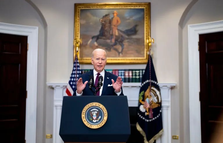 Biden speaking in the White House
