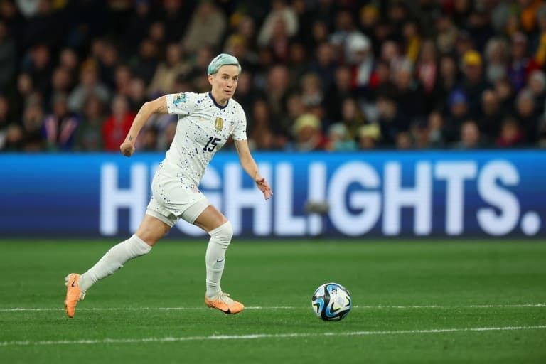 Megan Rapinoe dribbles the ball during the World Cup